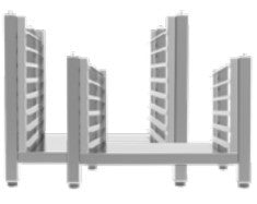 High open stand with lateral supports