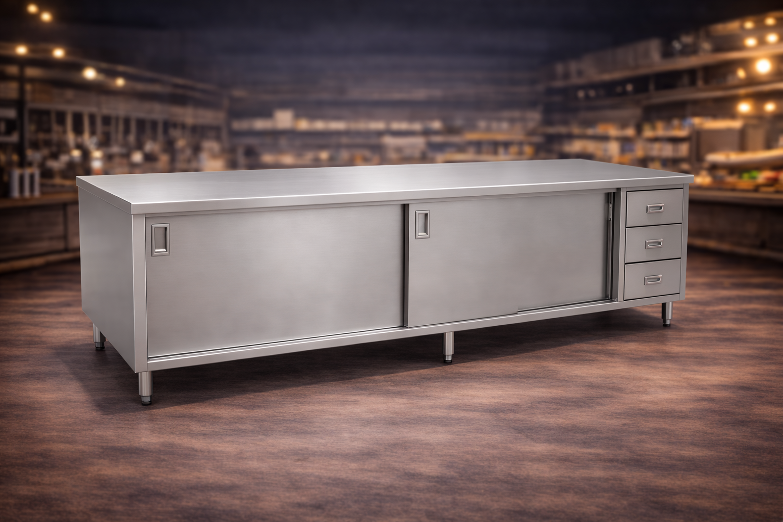 Worktables With Cabinets and Drawers