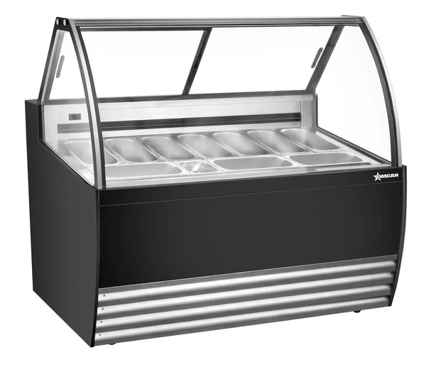 Omcan  FR-CN-00010B 55″ Gelato Display Showcase (Black Exterior) with 10 Pans - Continental Restaurant Equipment