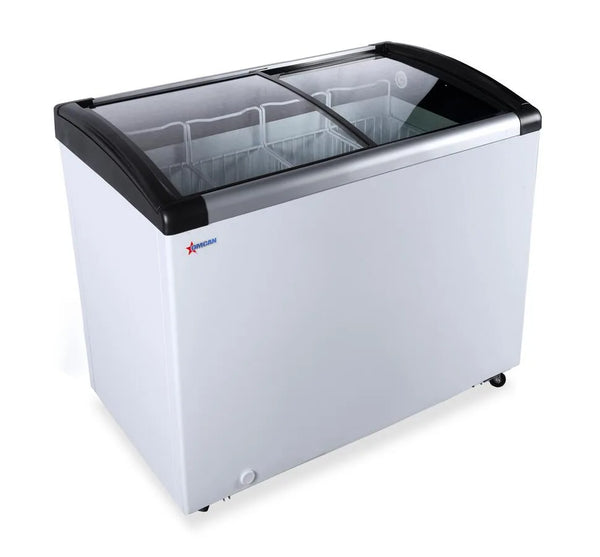 Omcan  FR-CN-0266 44″ Ice Cream Display Chest Freezer with Curved Glass Top, 6.7 cu.ft. Capacity – 110 V, 265 W - Continental Restaurant Equipment
