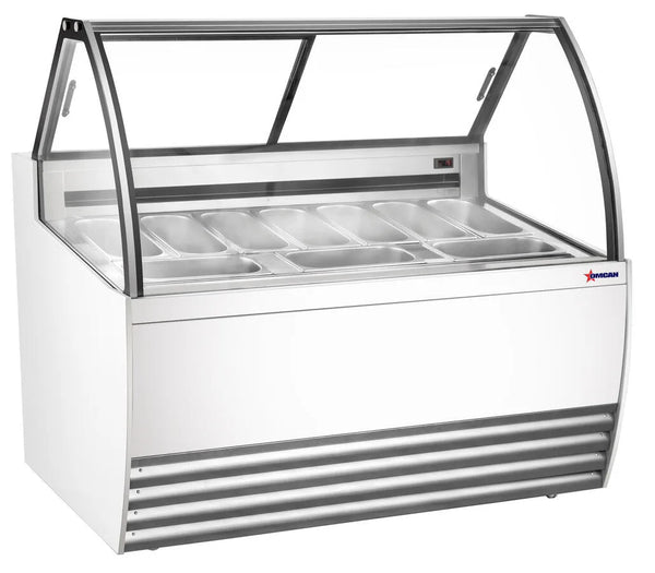 Omcan  FR-CN-00010W 55″ Gelato Display Showcase (White Exterior) with 10 Pans - Continental Restaurant Equipment
