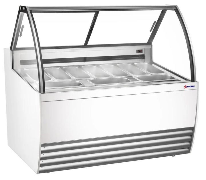 Omcan  FR-CN-00010W 55″ Gelato Display Showcase (White Exterior) with 10 Pans - Continental Restaurant Equipment
