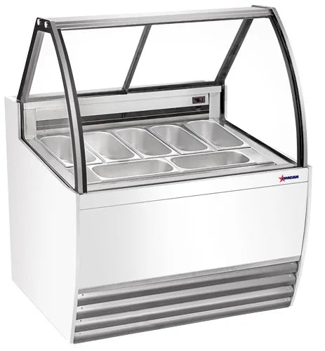 Omcan  FR-CN-0007W 41″ Gelato Display Showcase (White Exterior) with 7 Pans - Continental Restaurant Equipment