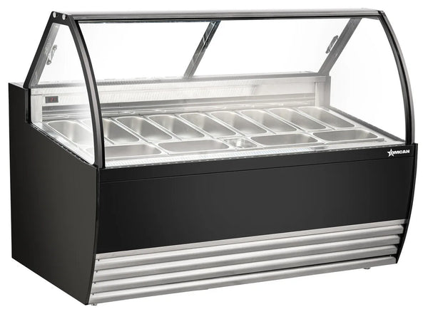 Omcan  FR-CN-00013B 69.5″ Gelato Display Showcase (Black Exterior) with 13 Pans - Continental Restaurant Equipment