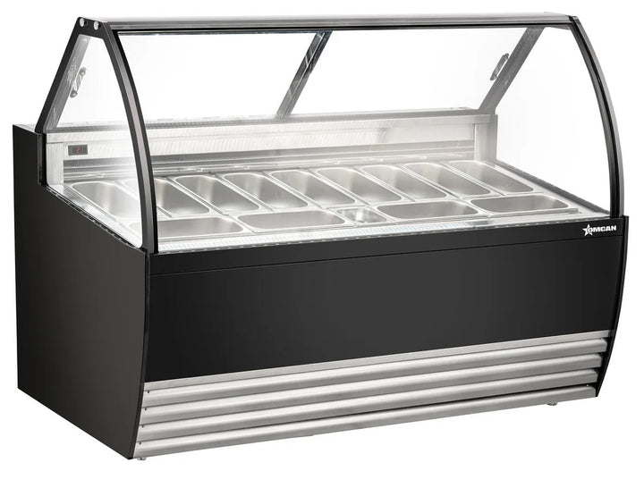 Omcan  FR-CN-00013B 69.5″ Gelato Display Showcase (Black Exterior) with 13 Pans - Continental Restaurant Equipment