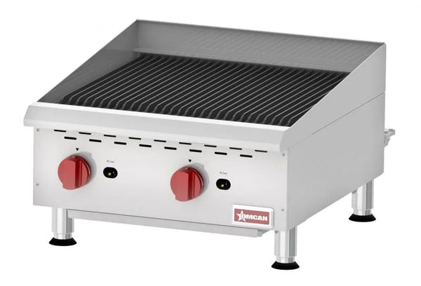 Omcan  CE-CN-CBR24 24″ Elite Countertop Radiant Gas Charbroiler 2 Burners, 80,000 BTU