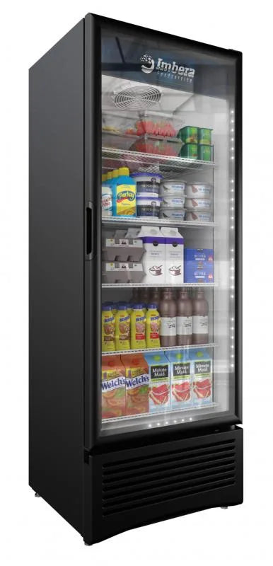 Omcan  G319 Imbera 30″ One Glass Swing Door Refrigerator with 19.2 cu.ft. capacity, Black - Continental Restaurant Equipment