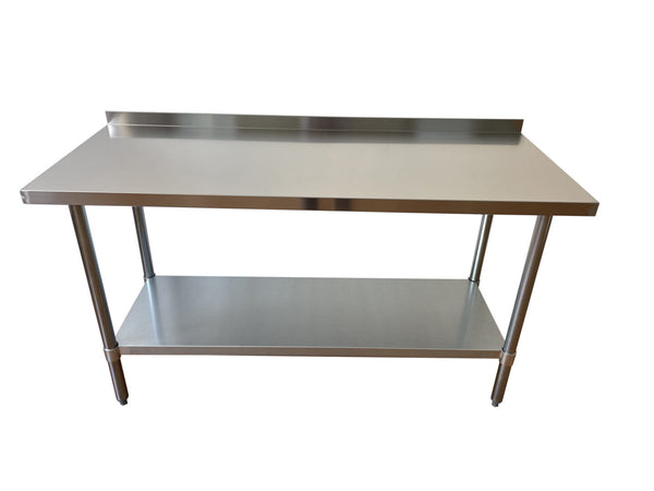 24″ x 60″ Stainless Steel Work Table with 2″ Backsplash