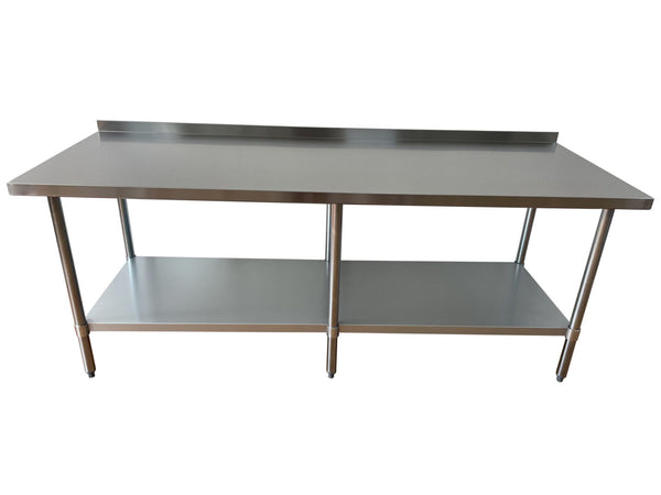 30″ x 96″ Stainless Steel Work Table with 2″ Backsplash