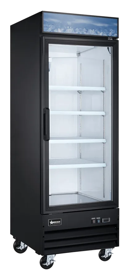 Omcan  FR-CN-0790-HC-BK 31” Black Display Freezer, 1-Glass Door,  23cu.ft. (648L) Capacity – 110V, 732W