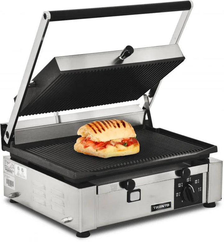 Omcan  PG-IT-0610-R Elite Series 10″ x 14″ Single Panini Grill with Top and Bottom Grooved Grill Surface - Continental Restaurant Equipment