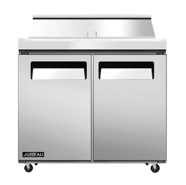 Omcan  PT-TH-0920-HC Juneau 36″ Refrigerated Prep Table, 2 Doors, 4.9 cu.ft (138 L) Capacity – 115V,  510W