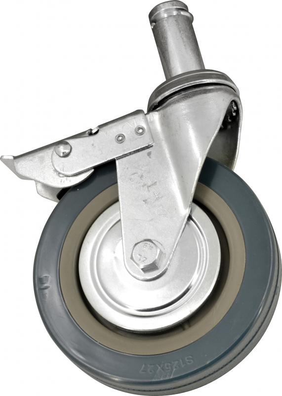 5-inch industrial caster with brakes for chrome and epoxy stock shelves item: 14461
