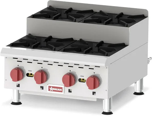 Omcan  CE-CN-0424-S 4-Burner Countertop Stainless Steel Step-Up Gas Hot Plates