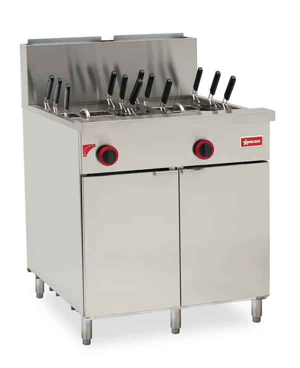 Omcan  CE-CN-0022-NG Pasta Cooker Double Tank 22 Gallon, 12 baskets, 140,000 BTU Natural Gas