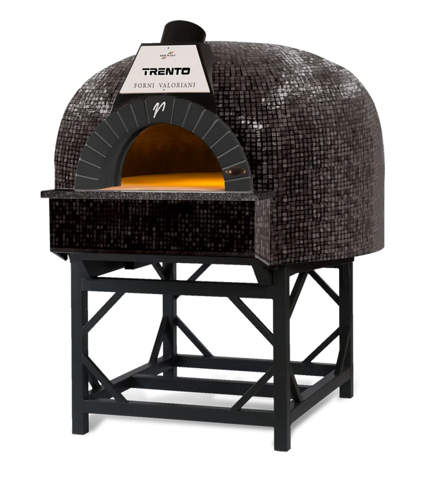 Omcan  IGLOO100-MIX-BLK Trento Valoriani Igloo 100 Gas and Wood Fired Pizza Oven, Black Mosaic – 85,300 BTU