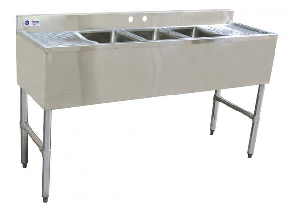 Under bar sink with 3 compartments with two drain boards item: 25274