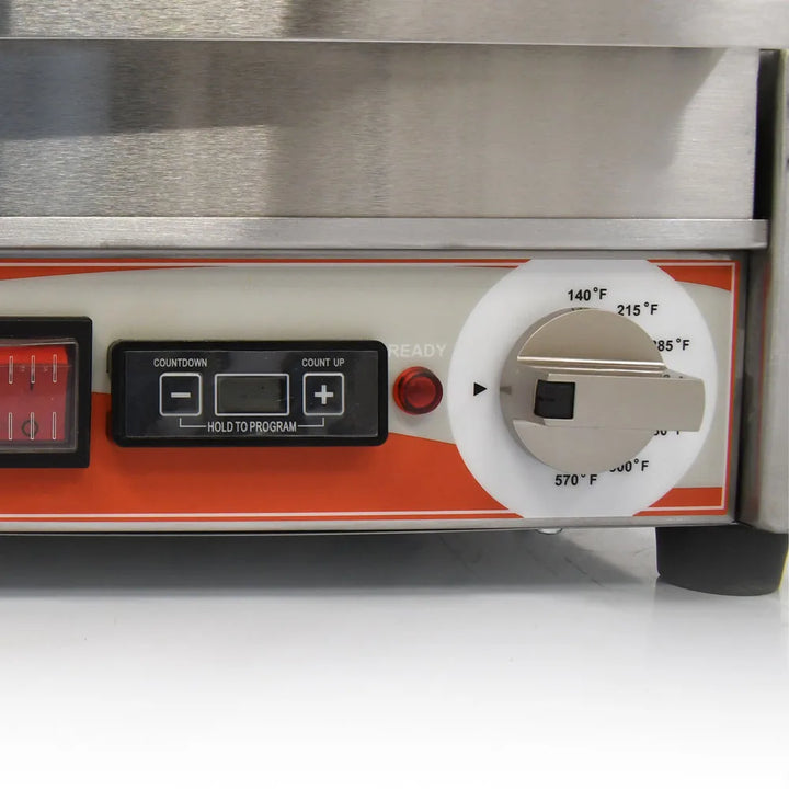 Omcan  PG-CN-0515-RT Single Panini Grill with Grooved Plates and Timer – 10″ x 11″ Cooking Surface – 120V, 1800W - Continental Restaurant Equipment