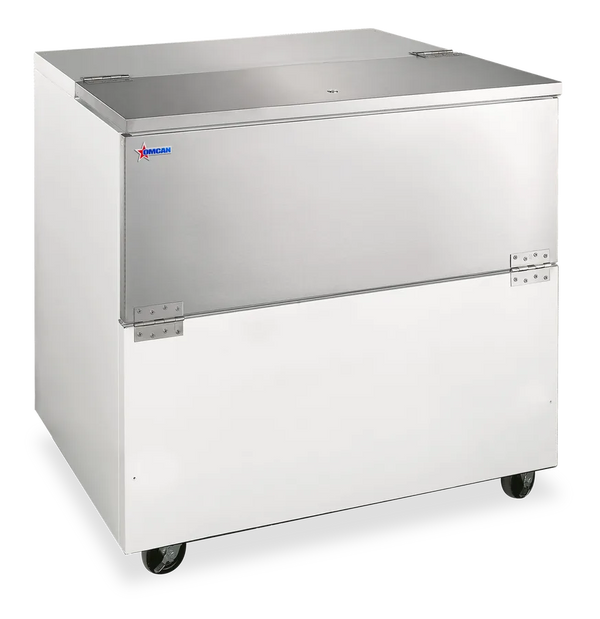Omcan  RE-CN-0034-HC 34″ Milk Cooler with 12.4 cu.ft. (351 Liter) Capacity, Holds Up To 8 Milk Crates – 120 V, 240 W
