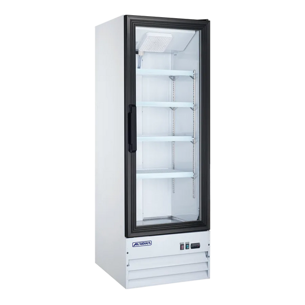 Omcan  RE-CN-0009E-HC Aurora 22″ White Display Refrigerator, 1 Glass Door, 9 cu.ft. (255 L) Capacity – 120V, 186W - Continental Restaurant Equipment