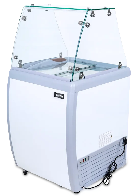Omcan  FR-CN-0160-S 26″ 4+2 Tubs Capacity Ice Cream Dipping Freezer with Flat Sneeze Guard - Continental Restaurant Equipment