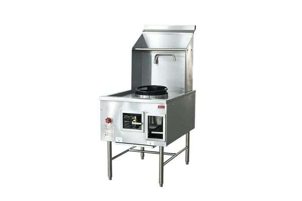 Omcan  CE-CN-W1L0-NG Single Chamber Wok Range with a 13″ Ring, Backsplash, Faucet, 95,000 BTU – Natural Gas - Continental Restaurant Equipment