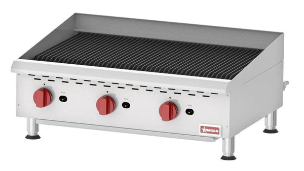 Omcan  CE-CN-CBR36 36″ Elite Countertop Radiant Gas Charbroiler, 3 Burners, 120,000 BTU