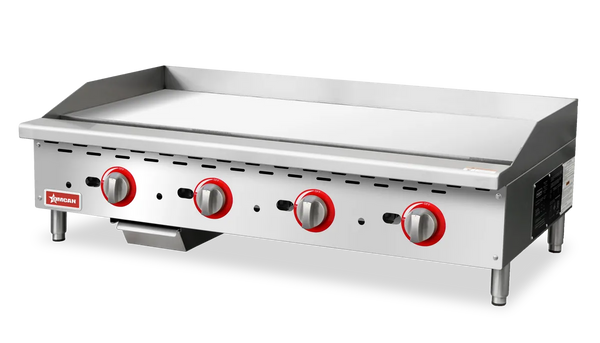 Omcan  CE-CN-G48-TP 48″ Countertop Gas Griddle 4 Burners with Thermostatic Control – 112,000 BTU