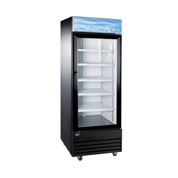 Omcan  RE-CN-0023-H 28″ Single Door Glass Refrigerator Black 23 cu.ft. (648 L) - Continental Restaurant Equipment