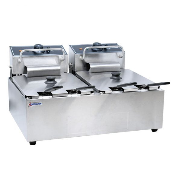 220 V Double table top electric fryer item: 39372 - Continental Restaurant Equipment