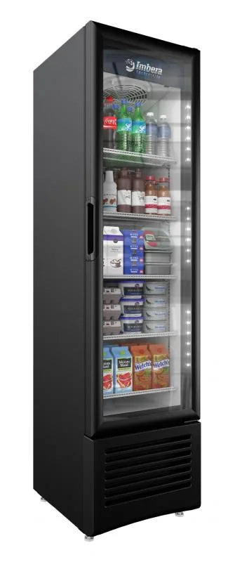 Omcan  VR08 Imbera 19″ One Glass Swing Door Refrigerator with 7.7 cu.ft. capacity, Black - Continental Restaurant Equipment