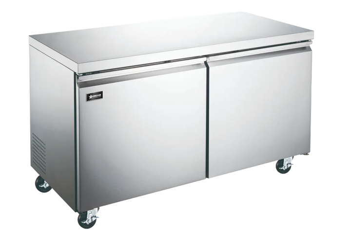 Omcan  FR-CN-1219-HC 48″ Undercounter Freezer, 2 Doors, Stainless Steel, 12 cu.ft. (338 L) Capacity – 115V, 0.25 HP - Continental Restaurant Equipment