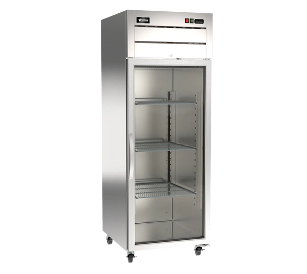 Omcan  RE-CN-0029G-TM 29″ Stainless Steel Glass Door Reach-In Refrigerator, 21.5 cu. ft. (609 L) Capacity – 115V / 60Hz / 1Ph - Continental Restaurant Equipment