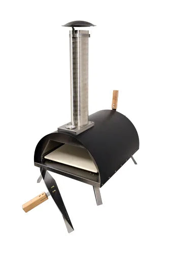 Omcan  WO-CN-0018-B Stainless Steel Countertop Wood Fired Pizza Oven with Black Cover