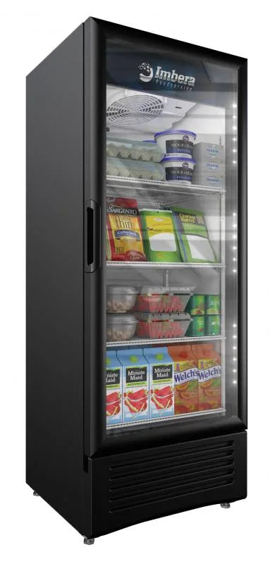 Omcan  VR12 Imbera 25″ One Glass Swing Door Refrigerator with 11.5 cu.ft. capacity, Black - Continental Restaurant Equipment