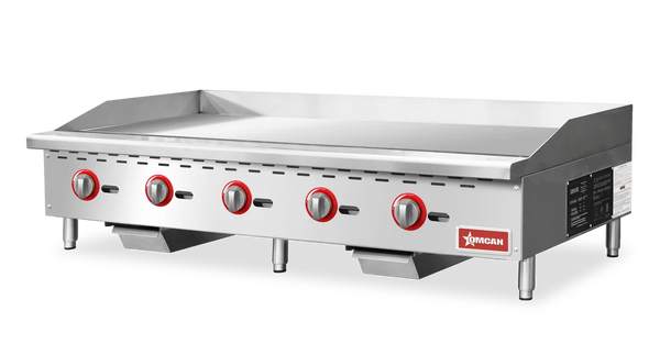 Omcan  CE-CN-G60-M 60″ Griddle Natural Gas / Propane with 5 Burners and Manual Control – 150,000 BTU