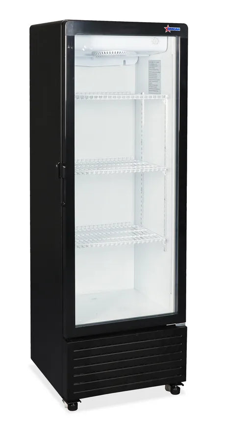Omcan  RE-CN-145 16.5″ Single Glass Door Black Refrigerated Showcase with 5cu.ft. / 140L Capacity – 110V, 130W - Continental Restaurant Equipment