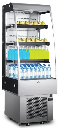 Omcan  RS-CN-0250 24” Grab-and-Go Open Refrigerated Floor Self-Serve Display Case with 9cu.ft. (252L) Capacity, Silver – 110V, 138W - Continental Restaurant Equipment