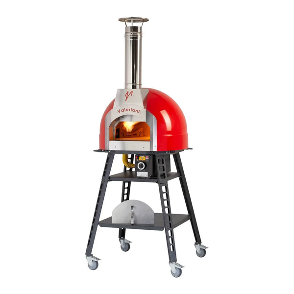Omcan  BABY60-REDMETL Valoriani Baby 60 Red Metal Dome Wood Fired and Gas Oven with Stand and Casters – 44,358 BTU