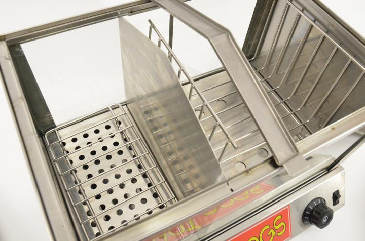 1200 watts hotdog steamer and bun warmer with tempered glass item: 40305 - Continental Restaurant Equipment