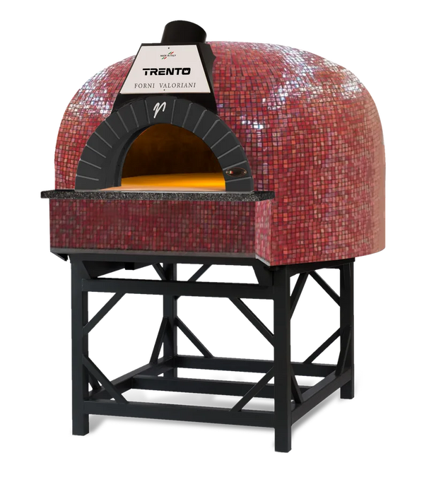 Omcan  IGLOO120-RED-IRD Trento Valoriani Igloo 120 Gas and Wood Fired Pizza Oven, Red Mosaic – 100,000 BTU