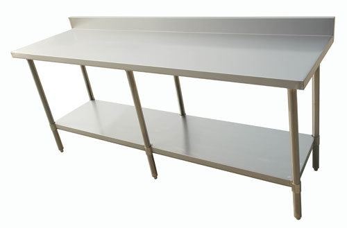 24″ x 96″ all stainless steel work table with backsplash item: 44342 - Continental Restaurant Equipment
