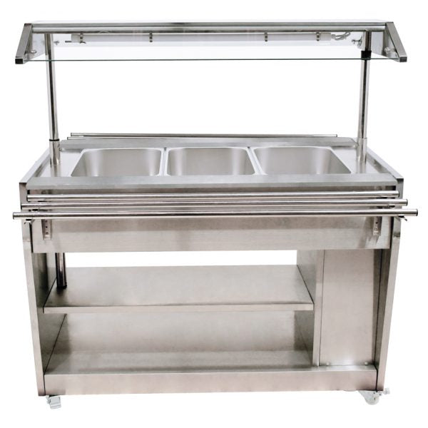 All stainless steel sealed well steam table with 1210 liters 3 x 1/1 gn pan capacity - Continental Restaurant Equipment