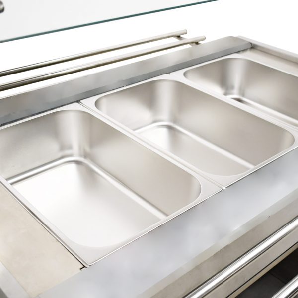 All stainless steel sealed well steam table with 1210 liters 3 x 1/1 gn pan capacity - Continental Restaurant Equipment
