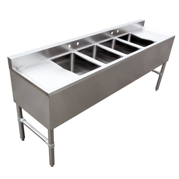 Under bar sink with 4 compartments and left and right drain boards item: 44603