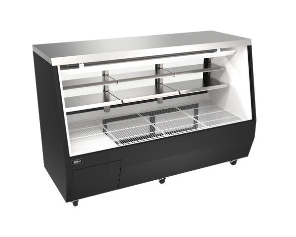 Omcan  RS-CN-0084D-BK 84” Square Black Glass Refrigerated Double-Duty Deli Case - Continental Restaurant Equipment