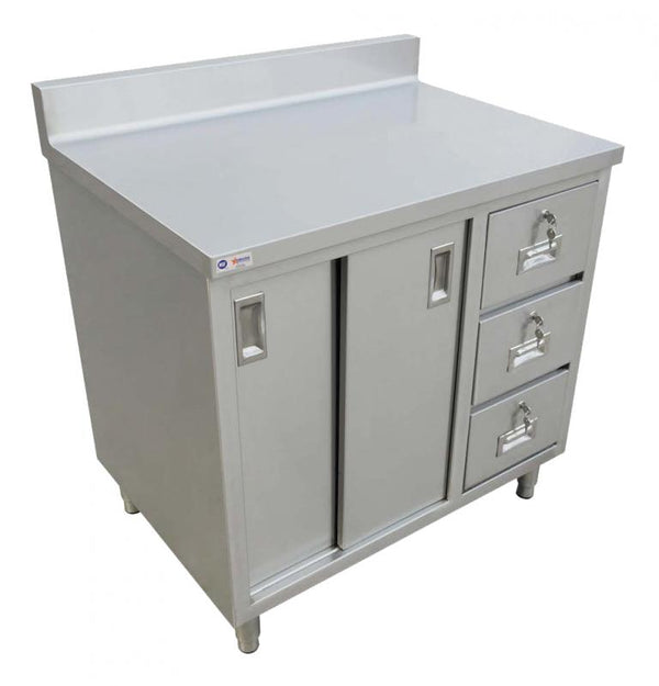 24″ x 48″ worktable with cabinet, drawers, and sliding doors item: 43483 - Continental Restaurant Equipment