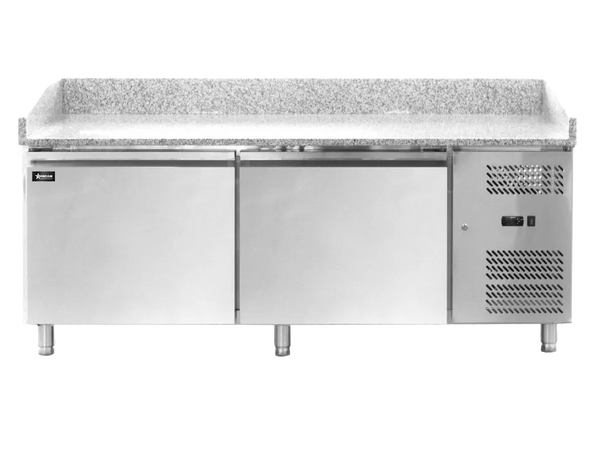 Omcan  PT-CN-0580-2 80″ Granite Top Refrigerated Pizza Prep Table with 2 doors