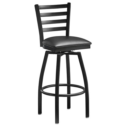 Bar height metal ladder swivel chair with black color vinyl seat item: 47161 - Continental Restaurant Equipment