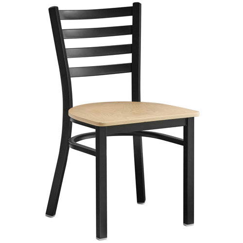 Metal ladder back chair with natural wood seat item: 47169 - Continental Restaurant Equipment